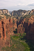 Looking north towards The Temple of Sinawava, from the summit of Angels Landing - Zion National Park