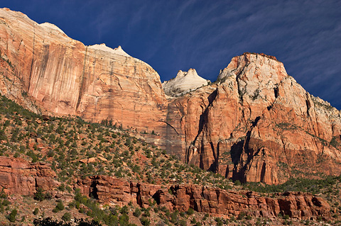 The Streaked Wall, The Bee Hives, and The Sentinel. Zion National Park - September 29, 2006.